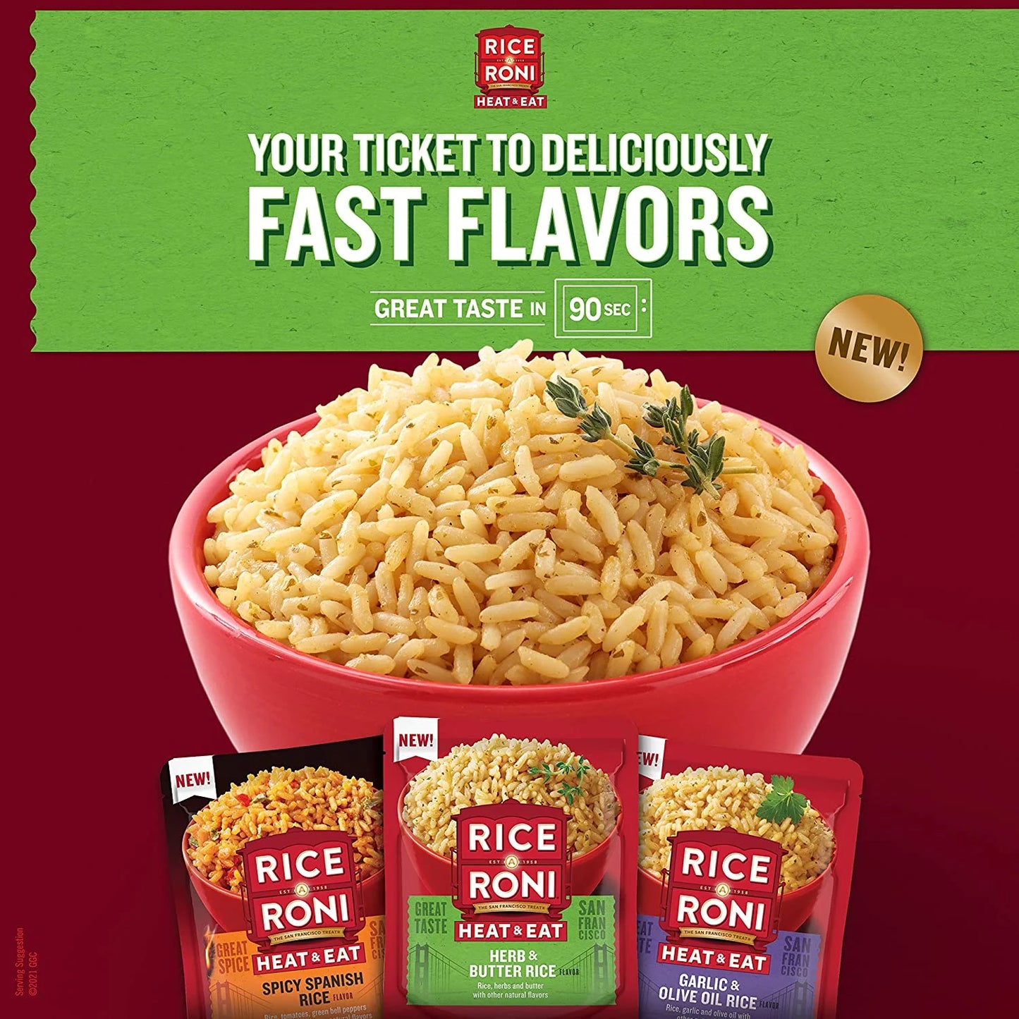 Rice A Roni Heat & Eat Herb & Butter Rice Flavor 8.8 Oz