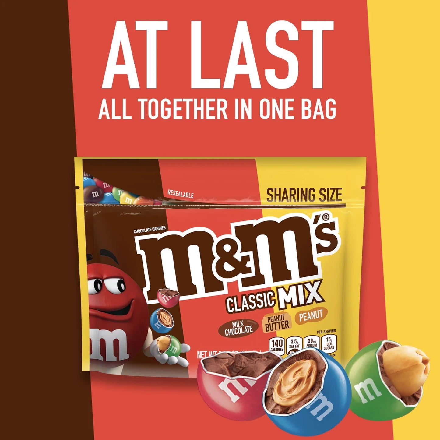 M&M's Classic Mix Chocolate Candy, Sharing Size - 8.3 oz Bag