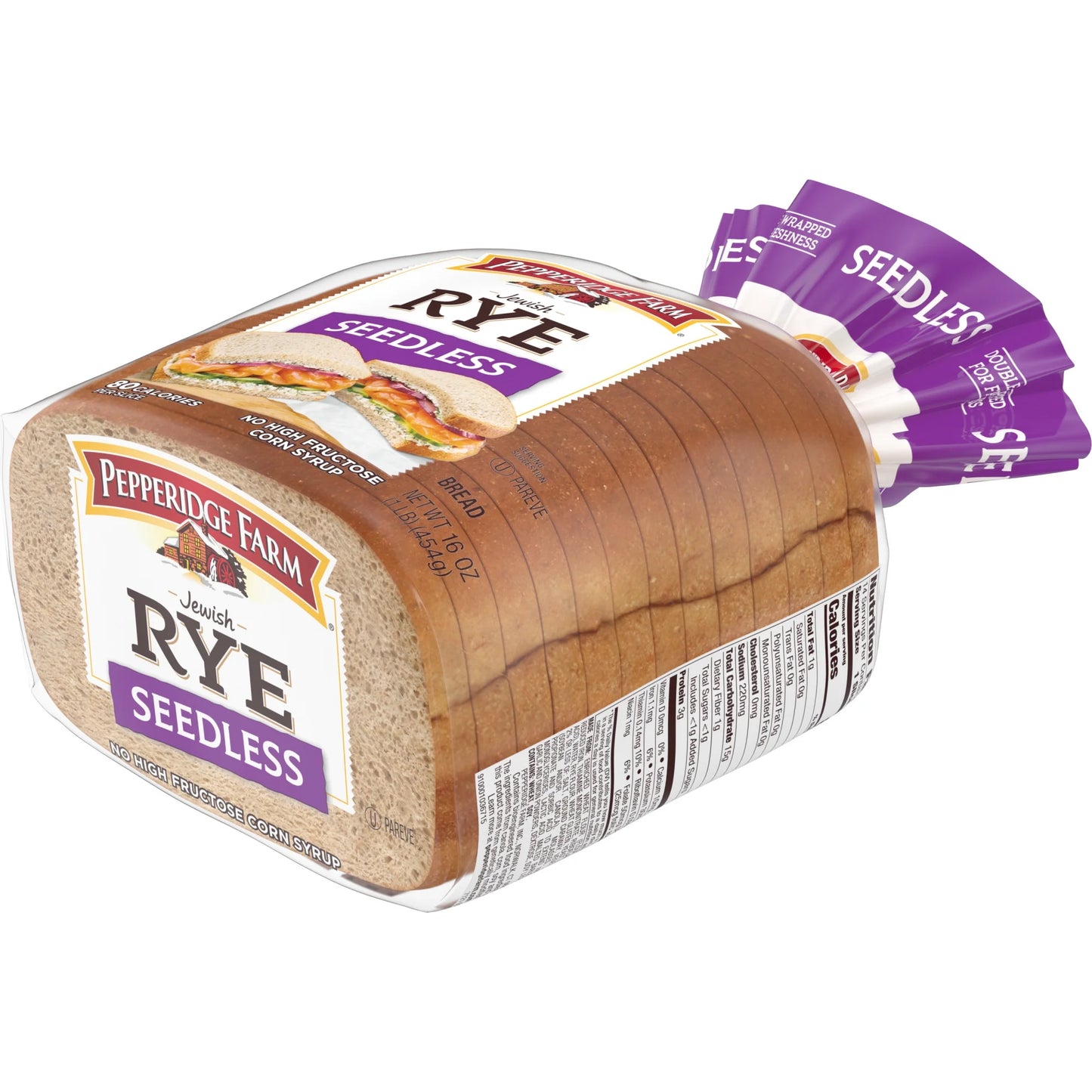 Pepperidge Farm Jewish Rye Seedless Bread, 16 oz. Bag