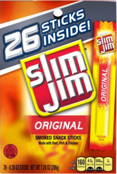 Slim Jim Original Snack Size Stick, 8oz Meat Snacks, 26 Count Box