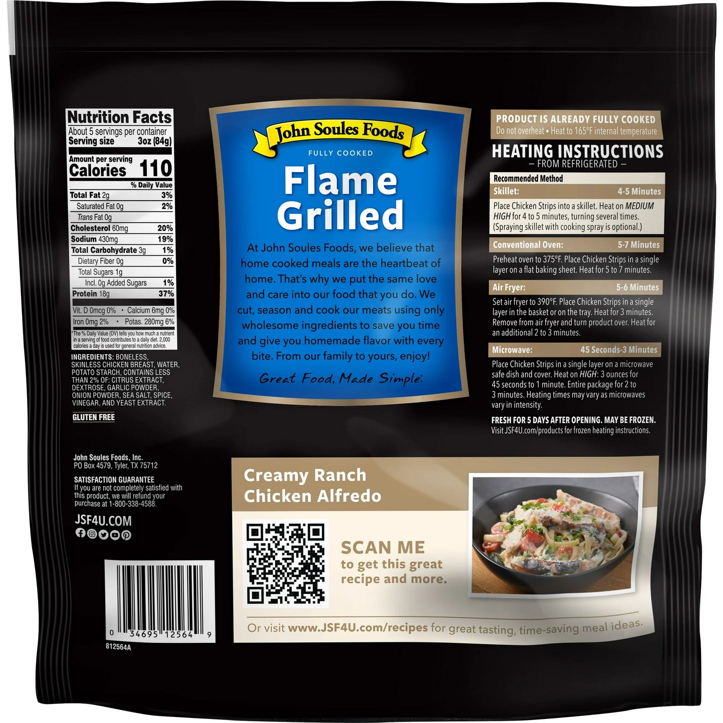 John Soules Foods, Fresh Flame Grilled Chicken Breast Strips, Family Size, 16oz