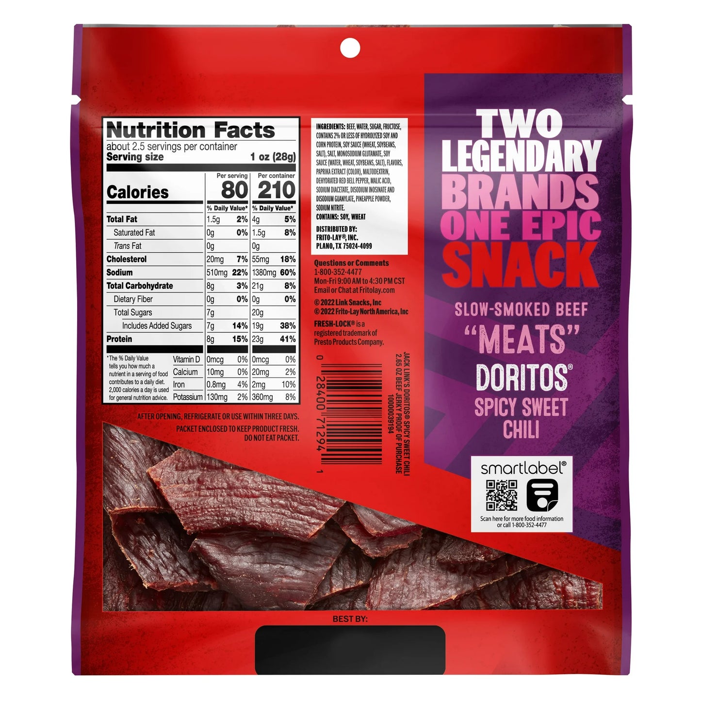 Jack Link’s Doritos Spicy Sweet Chili Flavored Beef Jerky, 2.65 oz