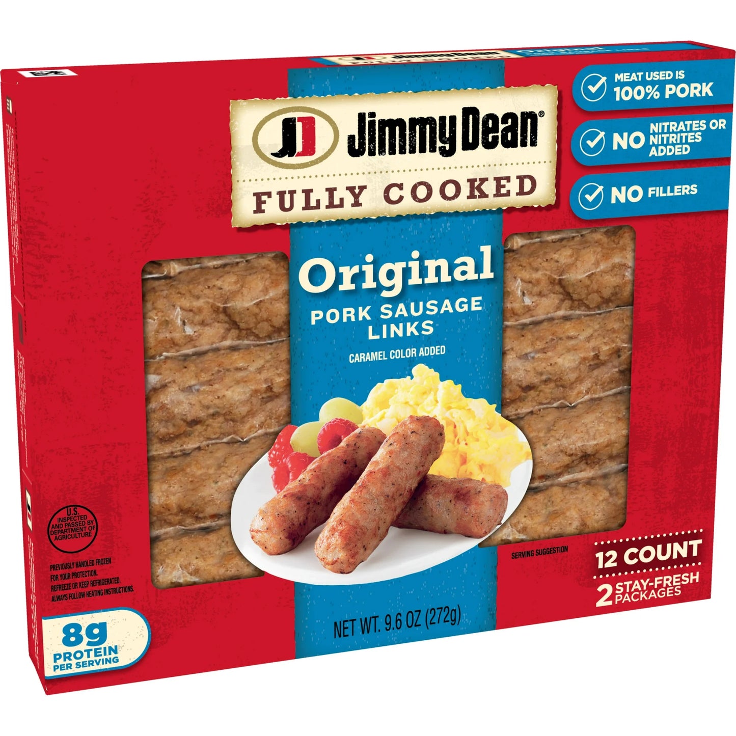 Jimmy Dean Fully Cooked Original Pork Sausage Links, 9.6 oz, 12 Count