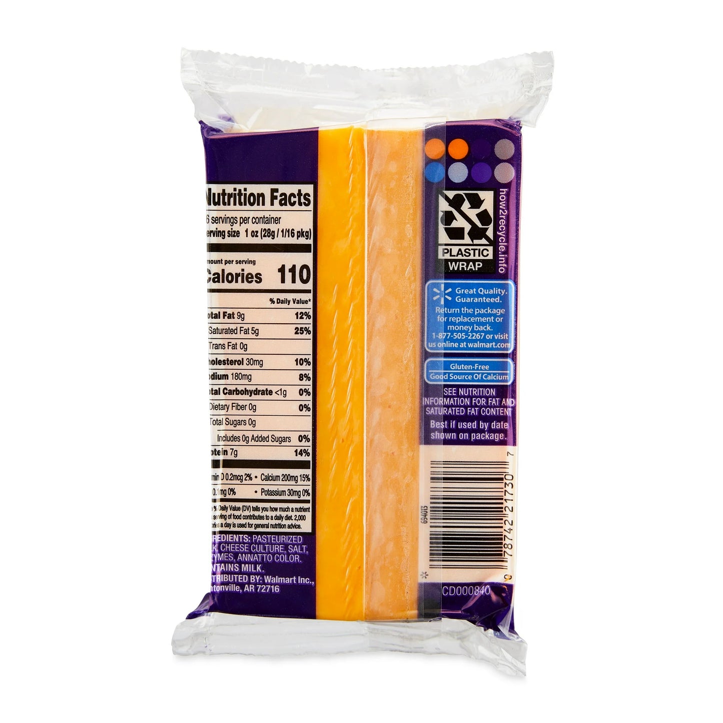 Great Value Block Medium Cheddar Cheese, 16oz