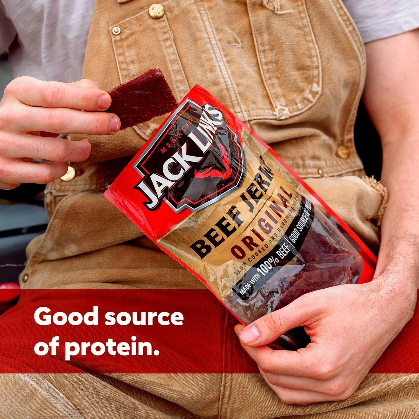 Jack Link’s Original Beef Jerky, 100% Beef, 10g of Protein per Serving, 2.85 oz. Bag