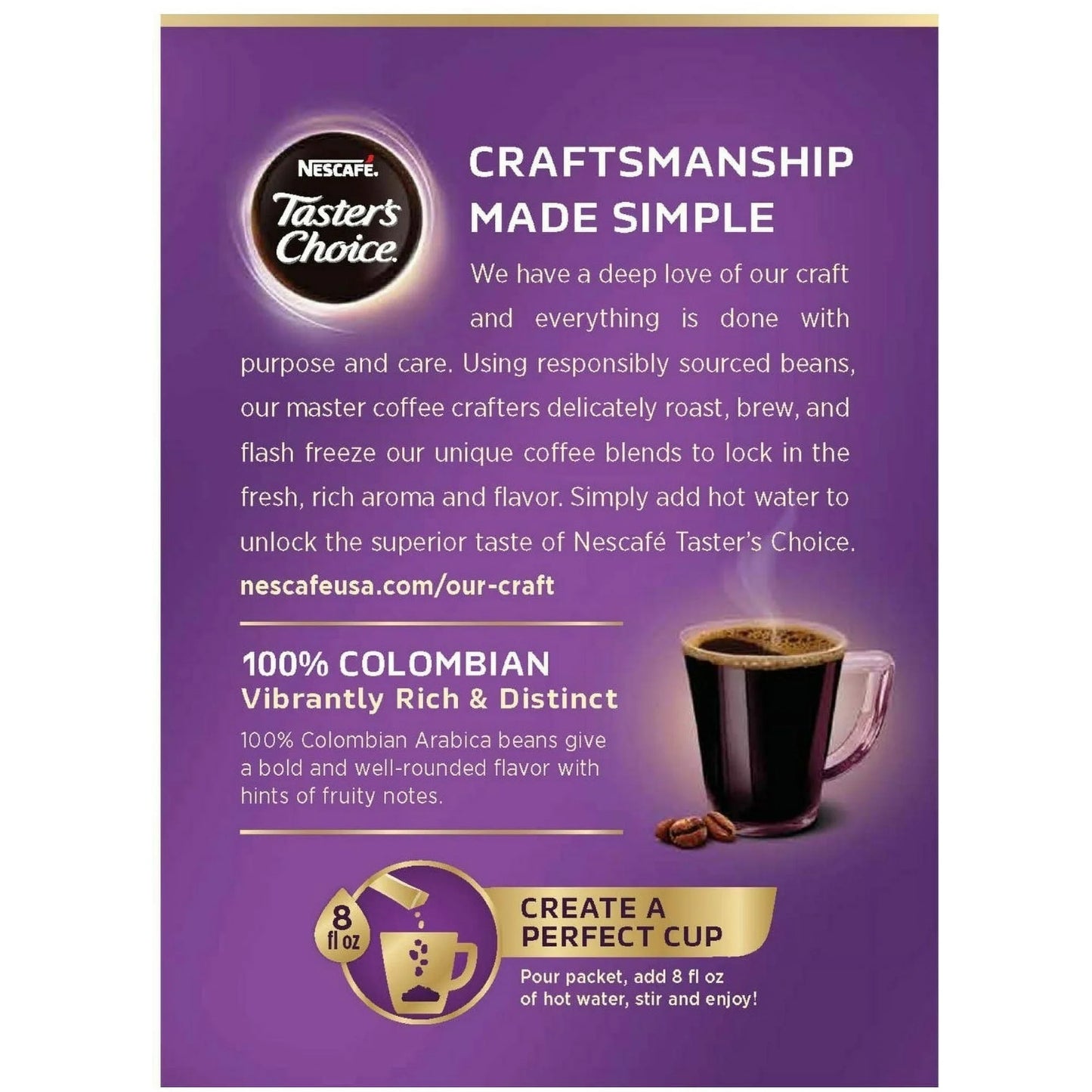 Nescafe Taster's Choice Colombian Roast, Medium Roast Instant Coffee Packets, 1.69oz 16 Count