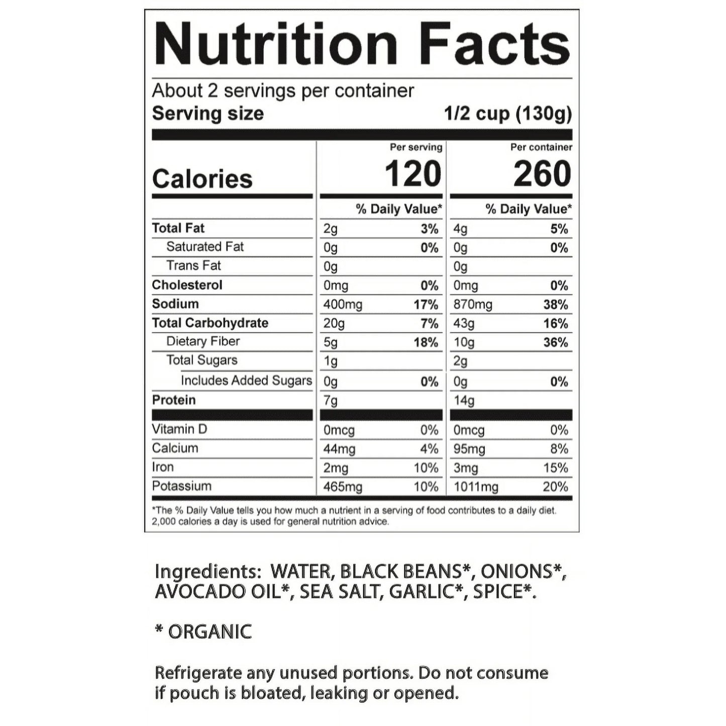 BeanVIVO Organics Baja Black Beans, Plant Based Protein, Microwavable, Gluten-Free, 10 oz Pouch