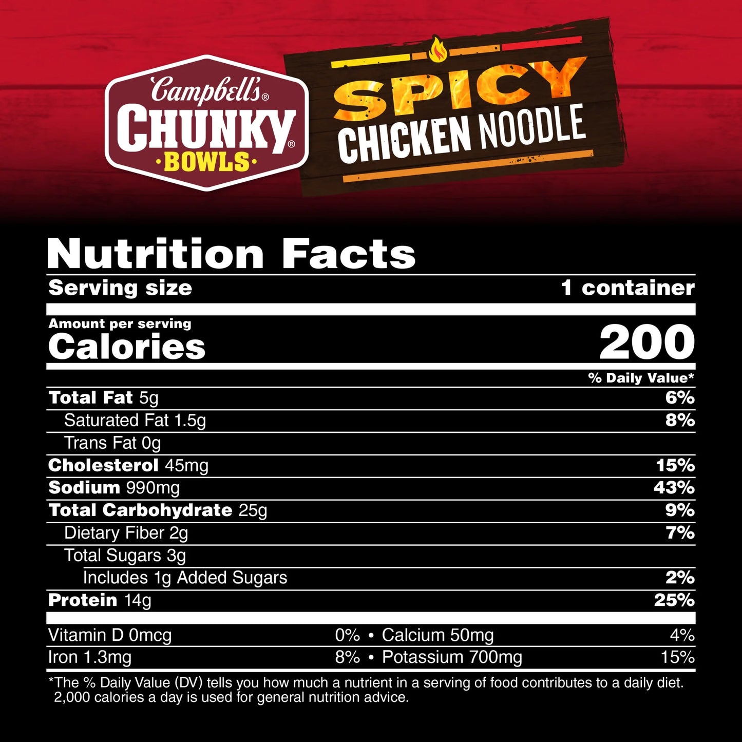 Campbell’s Chunky Soup, Spicy Chicken Noodle Soup, 15.25 oz Microwavable Bowl