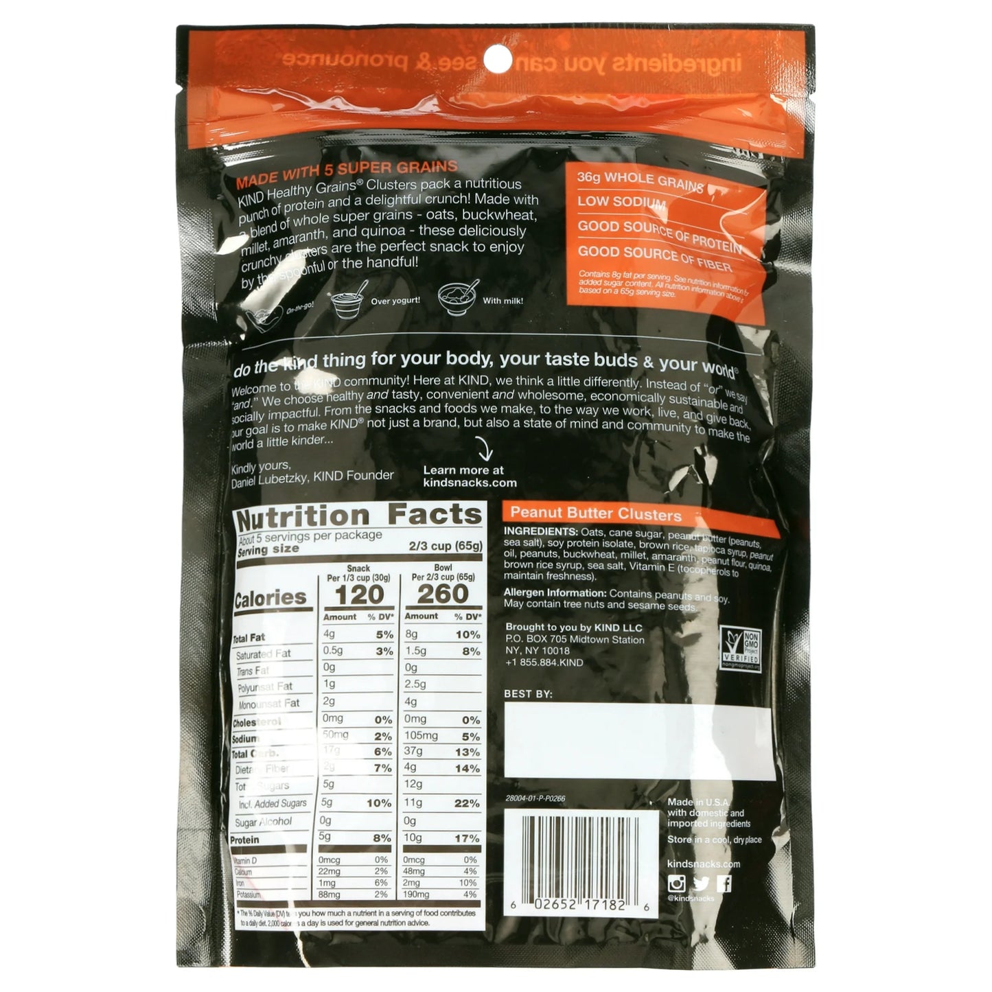 Kind Healthy Grains Peanut Butter Whole Grain Clusters, 11oz, Plastic Bag