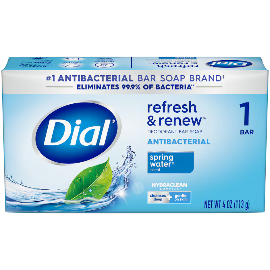 Dial Antibacterial Bar Soap, 4oz, $1.99