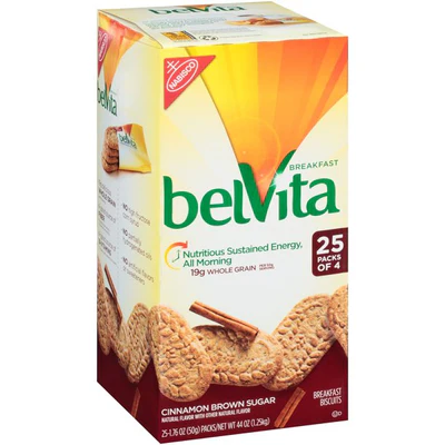 BELVITA CINNAMON BROWN SUGAR BREAKFAST BISCUITS 44oz (25 PACKS)