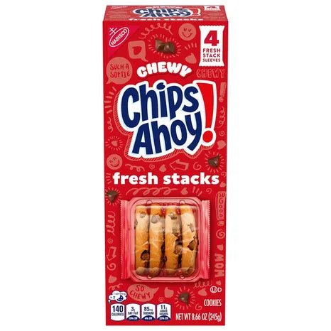 CHIPS AHOY! Fresh Stacks Chewy Chocolate Chip Cookies, 8.66 oz (4 Stacks)