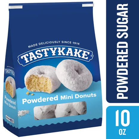 Tastykake Powdered Sugar Mini Donuts, 12.75oz Bag, Shelf-Stable