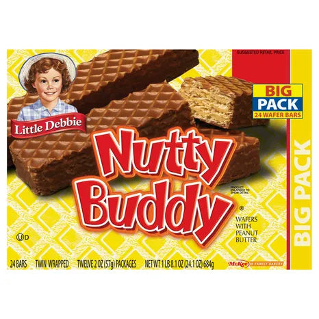 Little Debbie Big Pack Nuddy Buddy Wafer Bars, 8.1 oz (24 count)