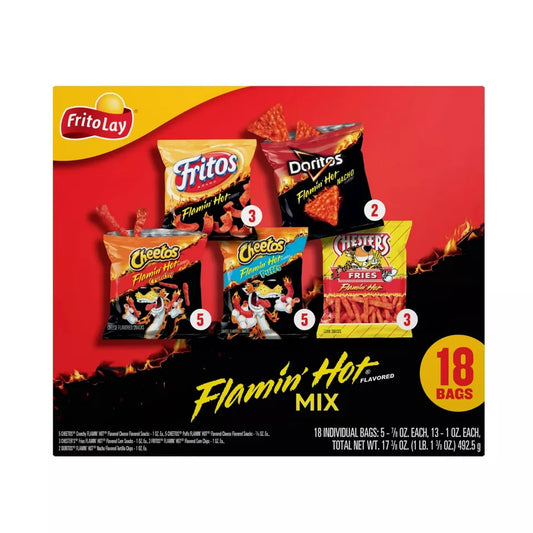 Frito-Lay Flamin' Hot Mix Variety Pack Snack Chips, 1 lb 2 oz, 18 Count Multipack