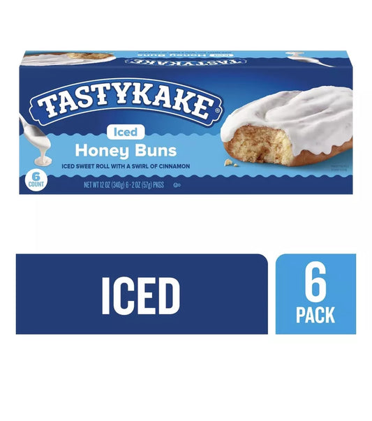 Tastykake Iced Honey Buns with Swirl of Cinnamon, 12 oz (6 count)